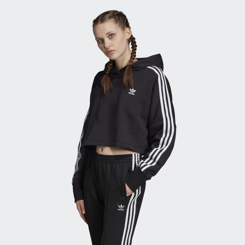 Sudadera con capucha cropped adidas best sale